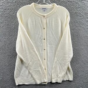 Womens Cardigan XL Cream Lightweight Knit Button Front Minimal Modern Layering